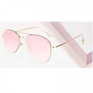 Gafas de sol de lentes planas con espejo de aviador clásico montura de metal con bisagras de resorte, lentes de espejo de múltiples colores y lentes de sol